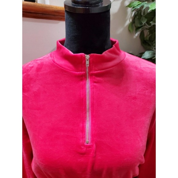 Akira Women's Solid Red 100% Polyester Long Sleeve Half Zip Front Top Size XL - Picture 3 of 11